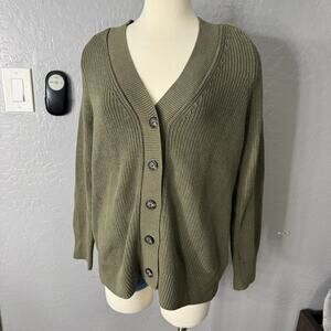 NWT Everlane The Classic Cardigan in Everyday Cotton, Olive, S